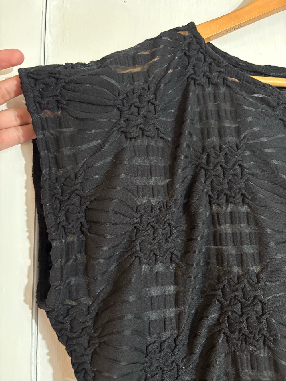 Nue Options Black and sheer textured Women's Top - Picture 3 of 5